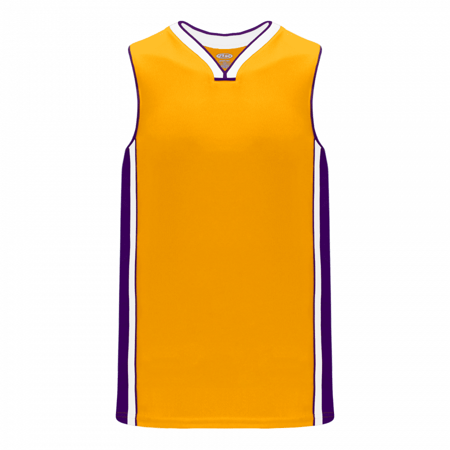Athletic Knit Youth Pro Basketball Jerseys in Gold/Purple/White