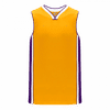 Am image of a Custom Athletic Knit Youth Pro Basketball Jerseys in Gold/Purple/White!