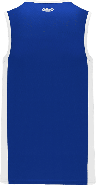 Am image of a Custom Athletic Knit Pro Basketball Jerseys Full Side Stripe in Royal/White!