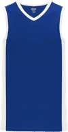 Am image of a Custom Athletic Knit Pro Basketball Jerseys Full Side Stripe in Royal/White!