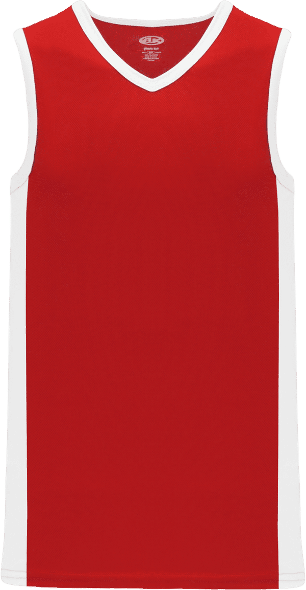 An image of a Custom Athletic Knit Pro Basketball Jerseys Full Side Stripe in Red/White!