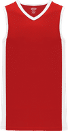 An image of a Custom Athletic Knit Pro Basketball Jerseys Full Side Stripe in Red/White!