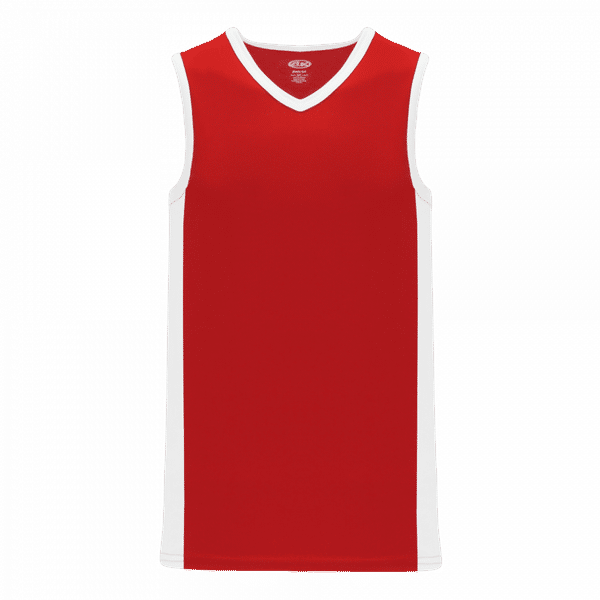 An image of a Custom Athletic Knit Youth Pro Basketball Jersey Full Side Stripe in Red/White!