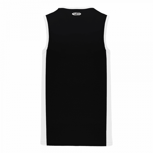 An image of a Custom Athletic Knit Youth Pro Basketball Jersey Full Side Stripe in Black/White!