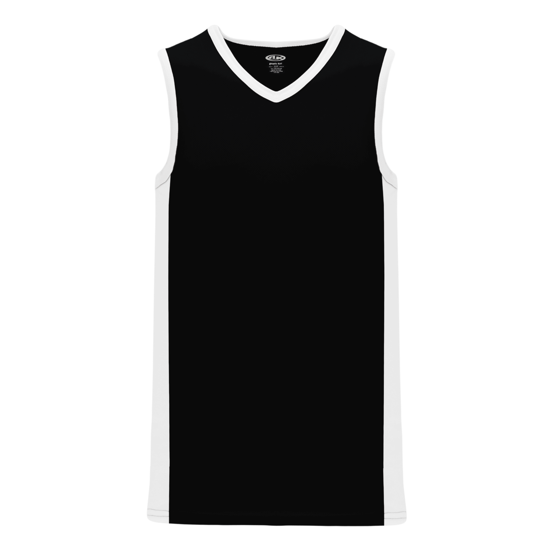 Athletic Knit Pro Basketball Jerseys Full Side Stripe in Black/White