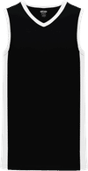 An image of a Custom Athletic Knit Pro Basketball Jerseys Full Side Stripe in Black/White!