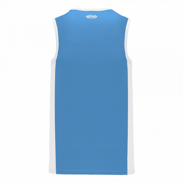 Am image of a Custom Athletic Knit Youth Pro Basketball Jersey Full Side Stripe in Sky/White!