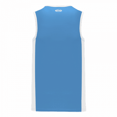 Am image of a Custom Athletic Knit Youth Pro Basketball Jersey Full Side Stripe in Sky/White!