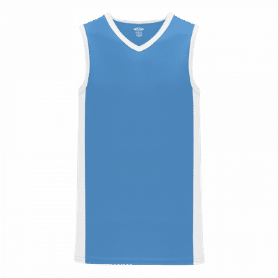 Am image of a Custom Athletic Knit Youth Pro Basketball Jersey Full Side Stripe in Sky/White!