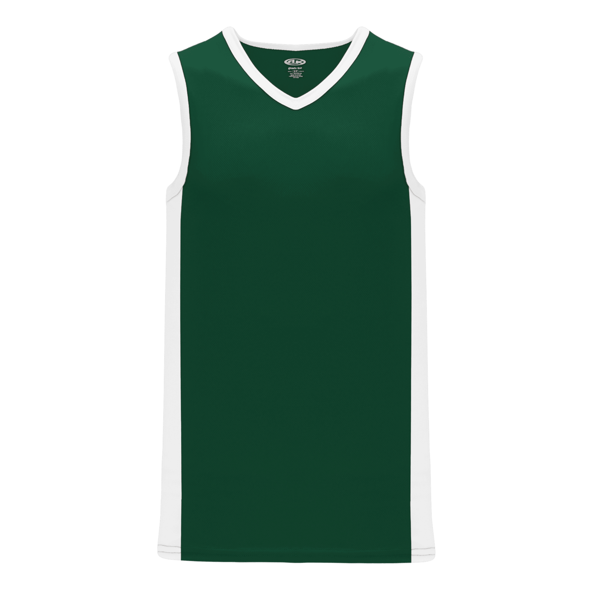 Athletic Knit Pro Basketball Jerseys Full Side Stripe in Dark Green/White