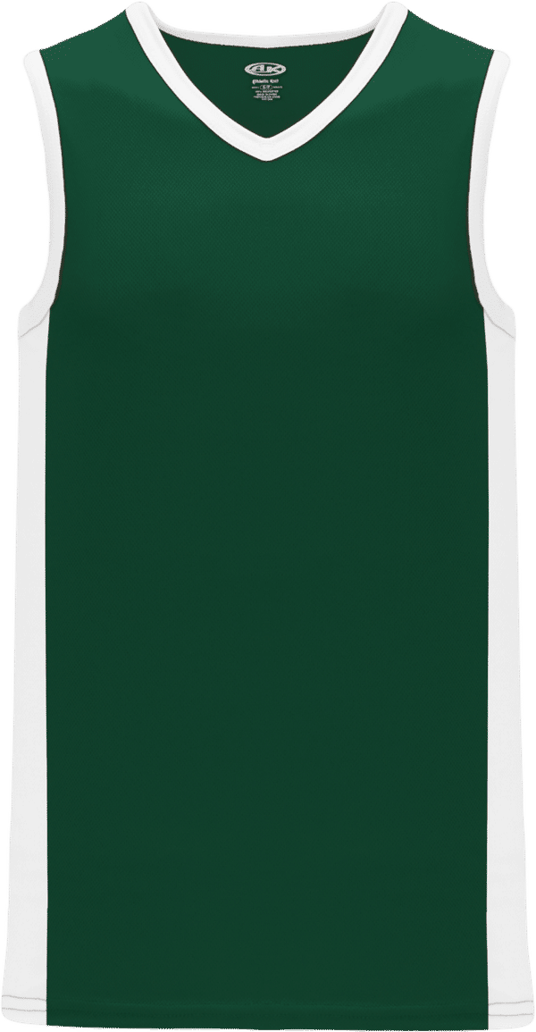 An image of a Custom Athletic Knit Pro Basketball Jerseys Full Side Stripe in Dark Green/White!