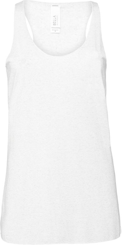 Am image of a Custom Bella and Canvas Ladies Jersey Muscle Tank in White!