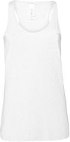 Am image of a Custom Bella and Canvas Ladies Jersey Muscle Tank in White!