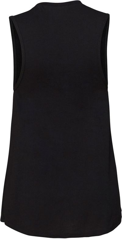 Am image of a Custom Bella and Canvas Ladies Jersey Muscle Tank in Black!