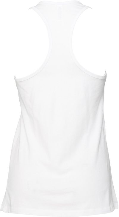 Am image of a Custom Bella and Canvas Ladies Jersey Racerback Tank in White!