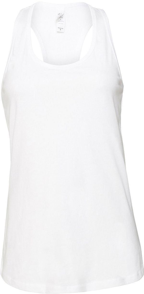 Am image of a Custom Bella and Canvas Ladies Jersey Racerback Tank in White!