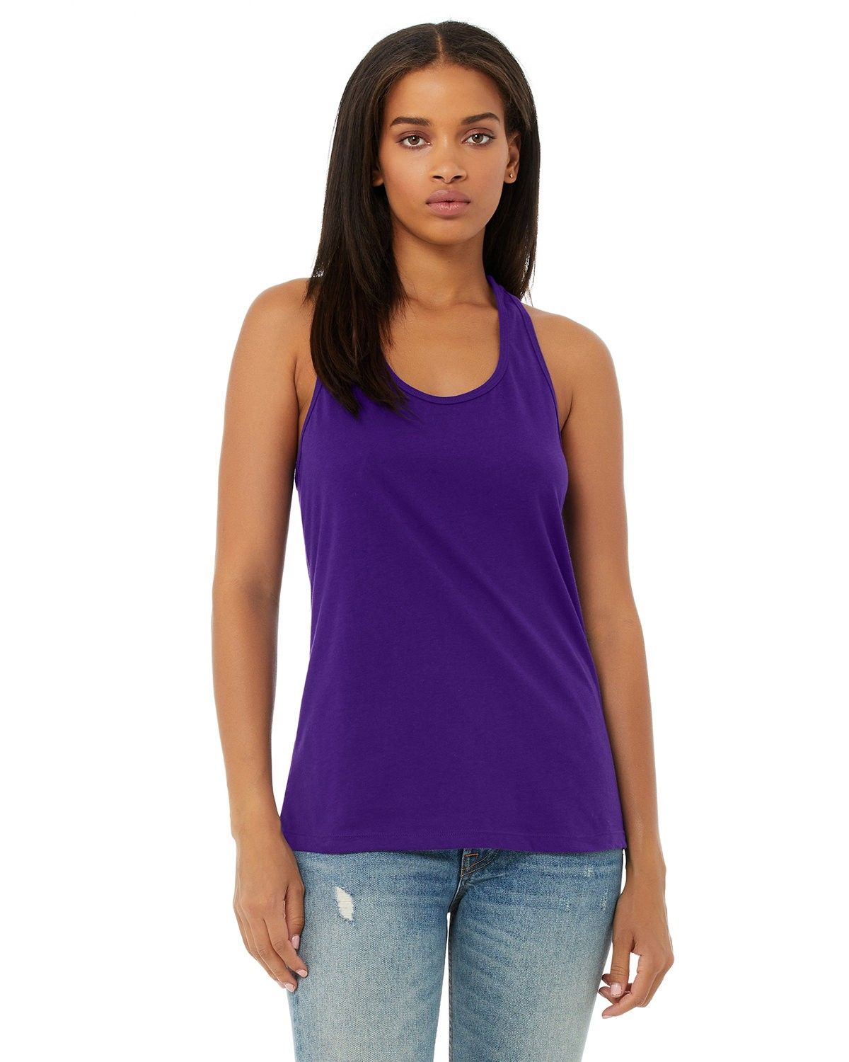 Bella and Canvas Ladies Jersey Racerback Tank in Team Purple