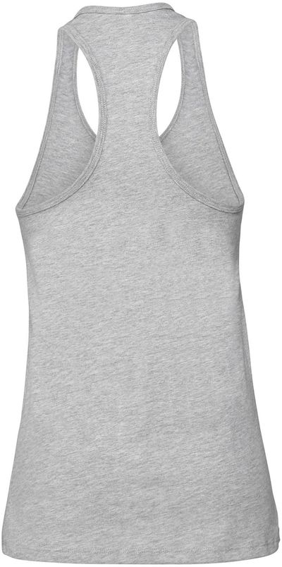 Am image of a Custom Bella and Canvas Ladies Jersey Racerback Tank in Athletic Heather!