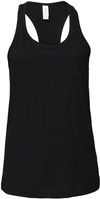 Am image of a Custom Bella and Canvas Ladies Jersey Racerback Tank in Black!