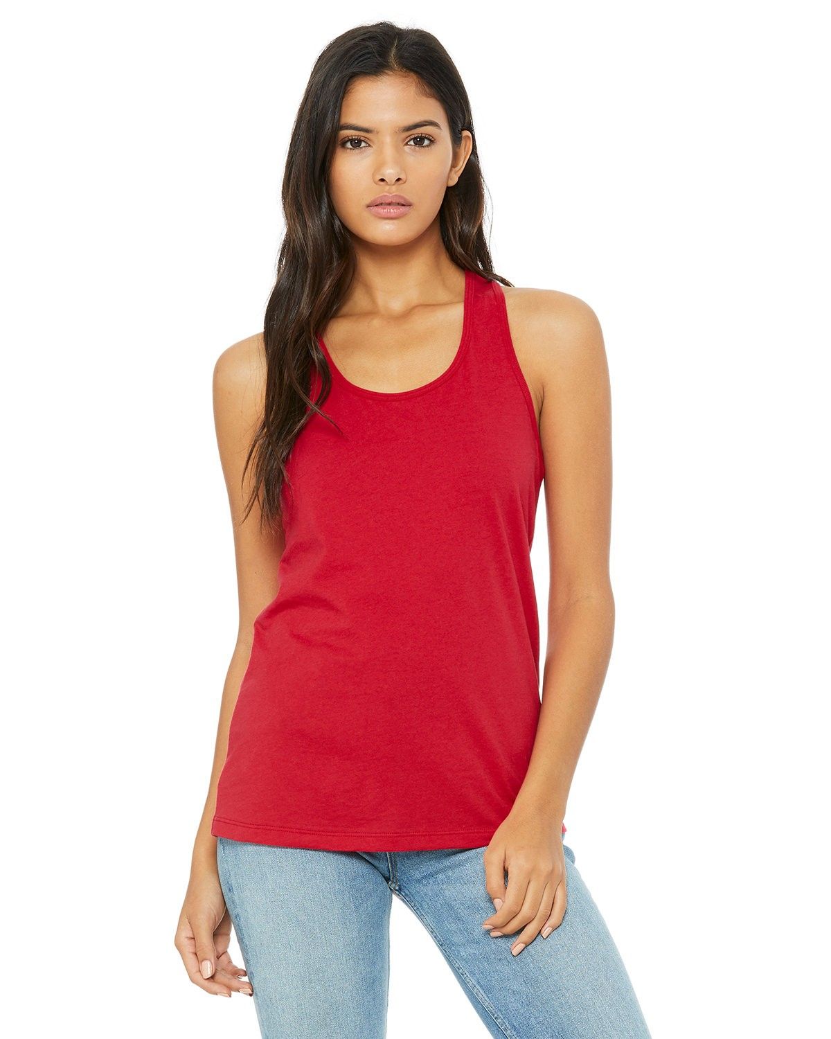 Bella and Canvas Ladies Jersey Racerback Tank in Red