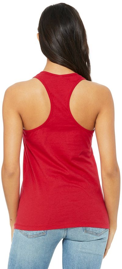 Am image of a Custom Bella and Canvas Ladies Jersey Racerback Tank in Red!