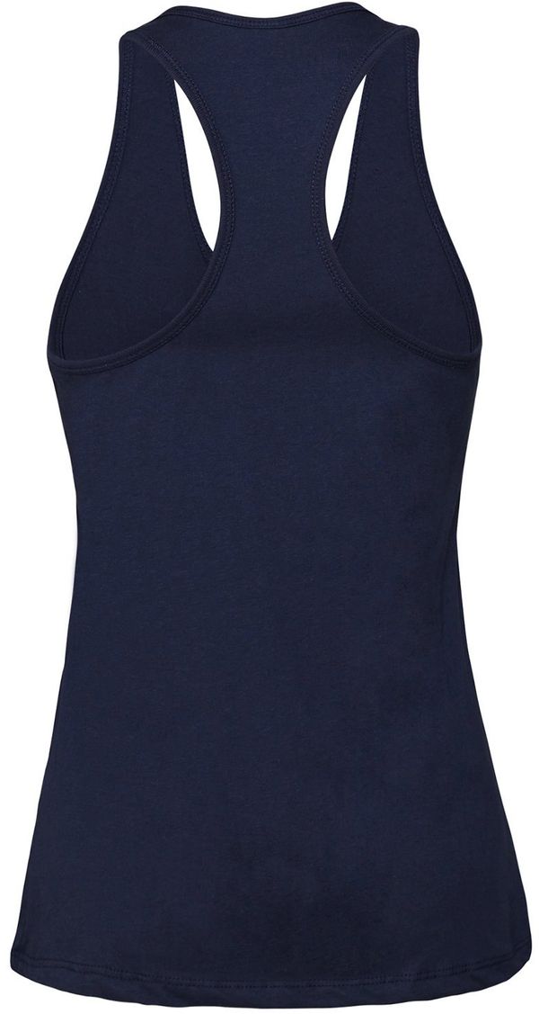 Am image of a Custom Bella and Canvas Ladies Jersey Racerback Tank in Navy!