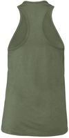 Am image of a Custom Bella and Canvas Ladies Jersey Racerback Tank in Military Green!