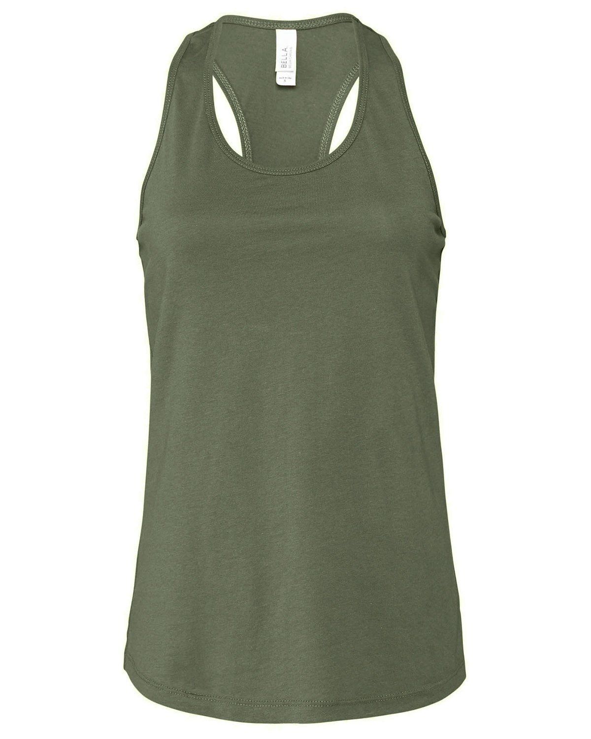 Bella and Canvas Ladies Jersey Racerback Tank in Military Green