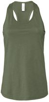 Am image of a Custom Bella and Canvas Ladies Jersey Racerback Tank in Military Green!