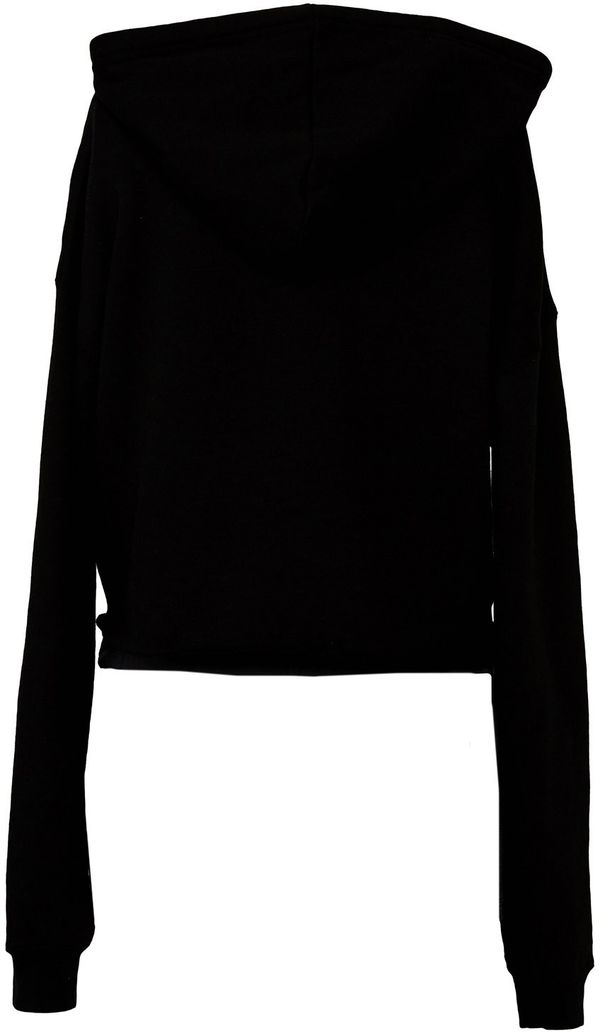 Am image of a Custom Bella and Canvas Women's Cropped Fleece Hoodie in Black!