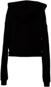 Am image of a Custom Bella and Canvas Women's Cropped Fleece Hoodie in Black!