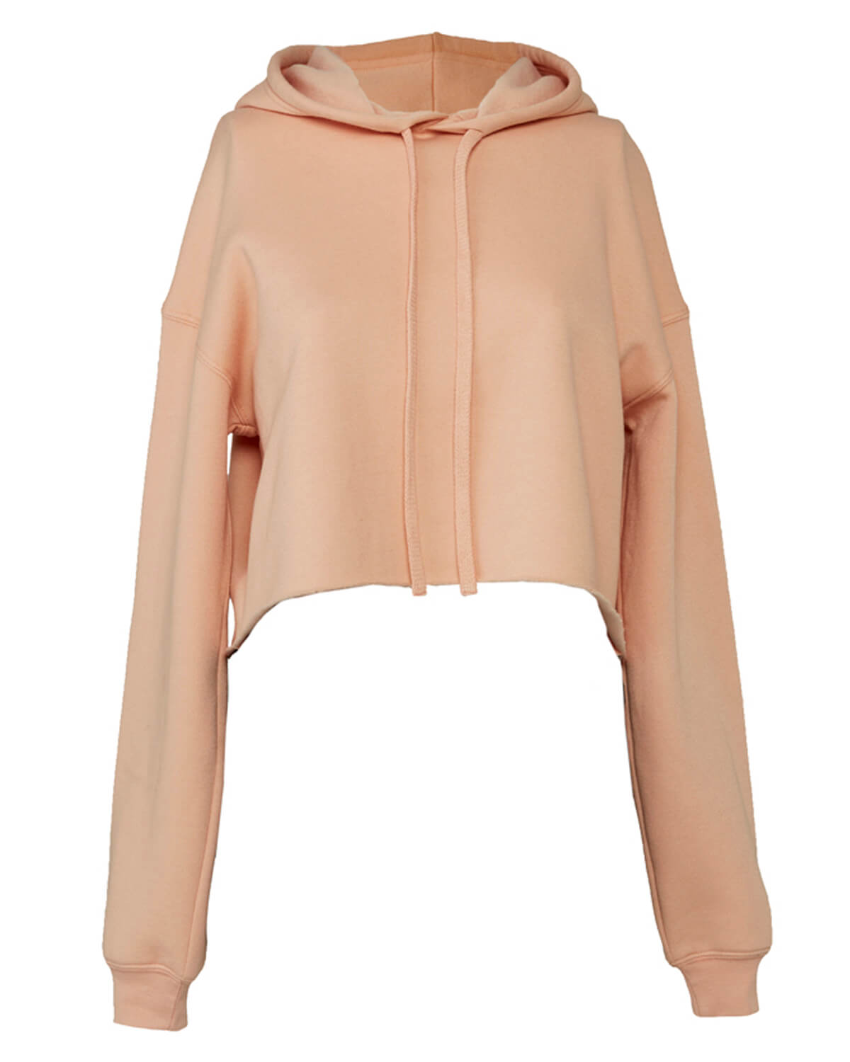 Bella and Canvas Women's Cropped Fleece Hoodie in Peach