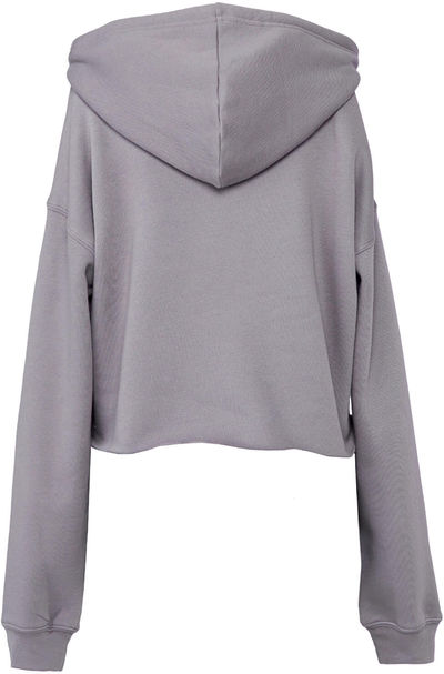 Am image of a Custom Bella and Canvas Women's Cropped Fleece Hoodie in Storm!