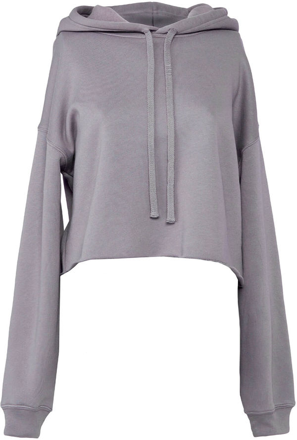 Am image of a Custom Bella and Canvas Women's Cropped Fleece Hoodie in Storm!