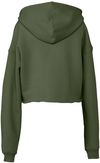 Am image of a Custom Bella and Canvas Women's Cropped Fleece Hoodie in Military Green!
