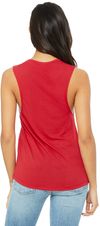 Am image of a Custom Bella and Canvas Ladies' Flowy Scoop Muscle Tank in Red!