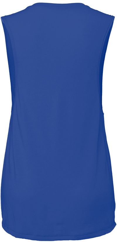 Am image of a Custom Bella and Canvas Ladies' Flowy Scoop Muscle Tank in True Royal!