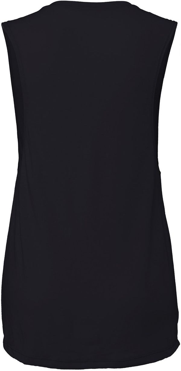 Am image of a Custom Bella and Canvas Ladies' Flowy Scoop Muscle Tank in Midnight!