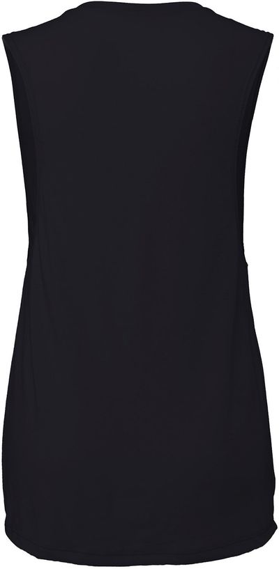 Am image of a Custom Bella and Canvas Ladies' Flowy Scoop Muscle Tank in Midnight!