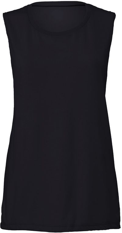 Am image of a Custom Bella and Canvas Ladies' Flowy Scoop Muscle Tank in Midnight!