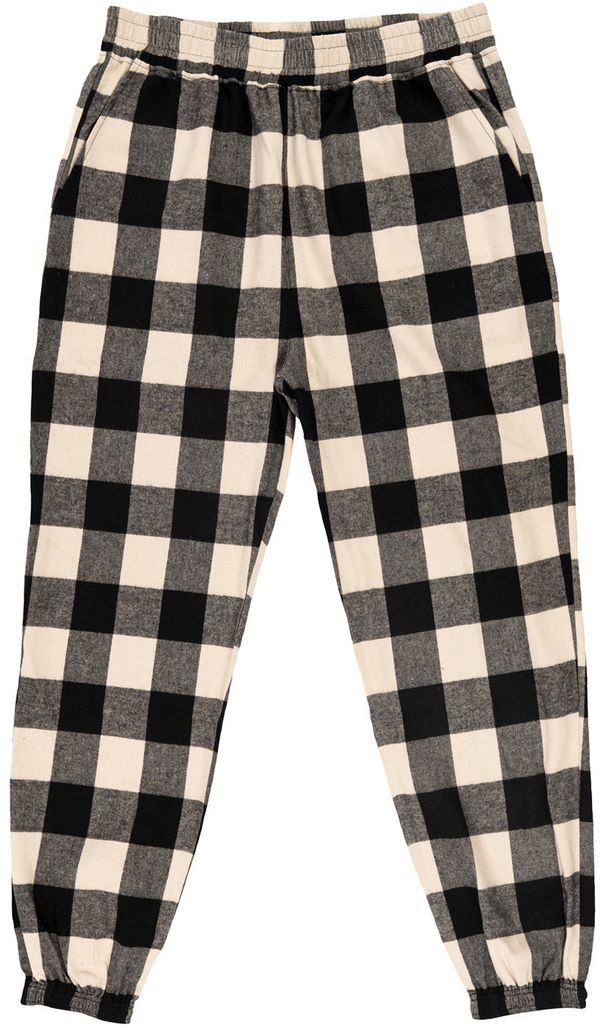 Am image of a Custom Burnside Unisex Flannel Jogger in ECRU/ BLACK!