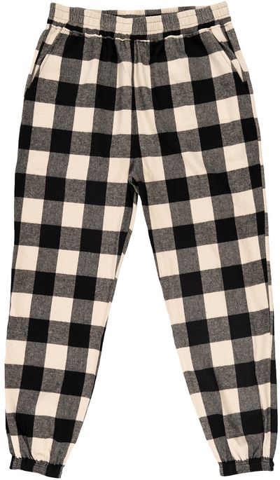 Am image of a Custom Burnside Unisex Flannel Jogger in ECRU/ BLACK!