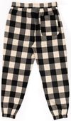 Am image of a Custom Burnside Unisex Flannel Jogger in ECRU/ BLACK!