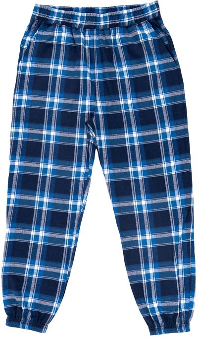 Am image of a Custom Burnside Unisex Flannel Jogger in BLUE/ WHITE!