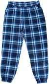 Am image of a Custom Burnside Unisex Flannel Jogger in BLUE/ WHITE!