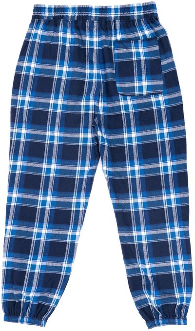 Am image of a Custom Burnside Unisex Flannel Jogger in BLUE/ WHITE!
