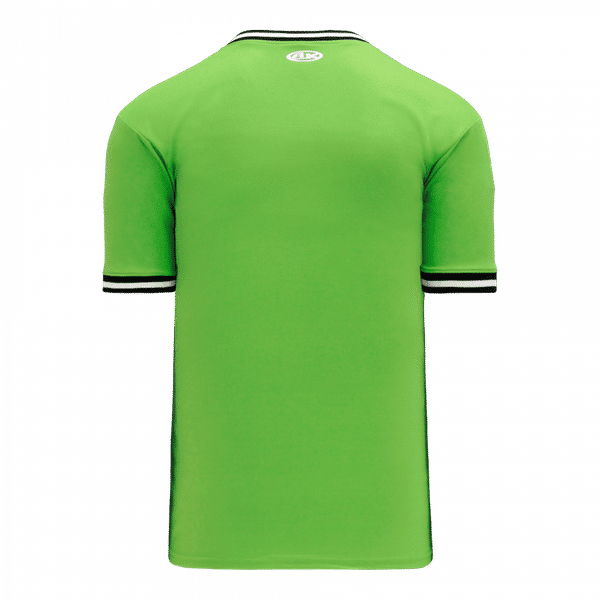 Am image of a Custom Athletic Knit Volleyball Jerseys in Lime Green/Black/White - 107!