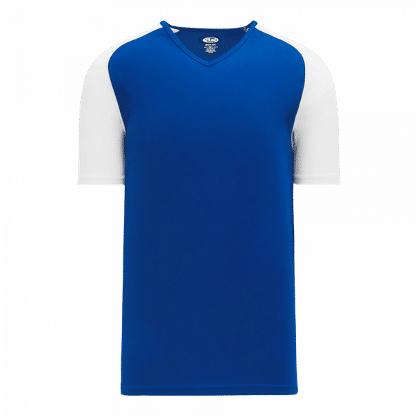 Am image of a Custom Athletic Knit Pullover Baseball Jerseys in Royal/White!