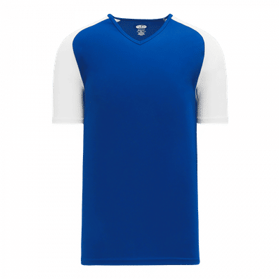 Am image of a Custom Athletic Knit Pullover Baseball Jerseys in Royal/White!