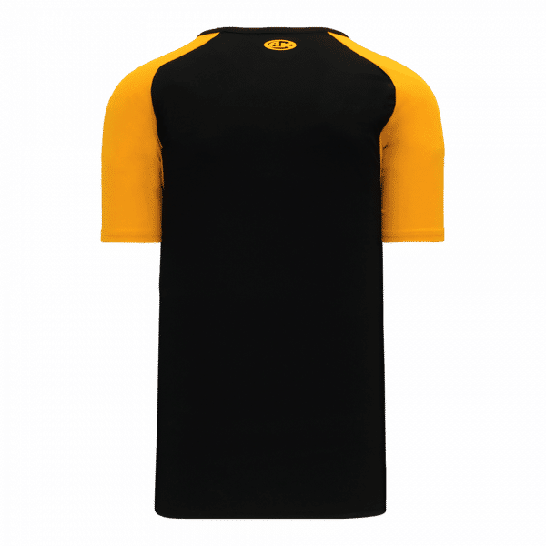 Am image of a Custom Athletic Knit Youth Pullover Baseball Jerseys in Black/Gold!